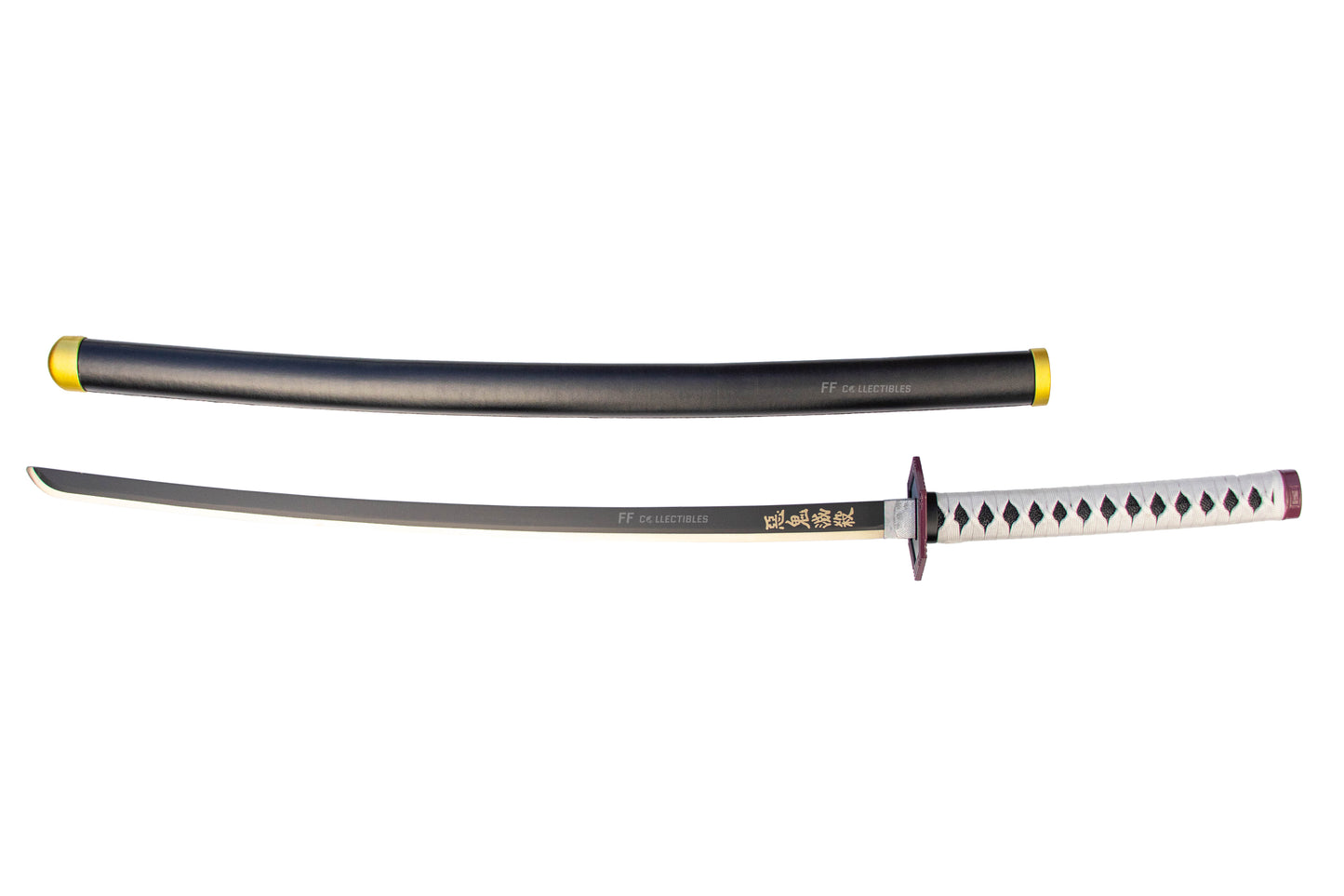 DEMON SLAYER – GIYU TOMIOKA'S NICHIRIN SWORD (with LEATHER sheath and stand)