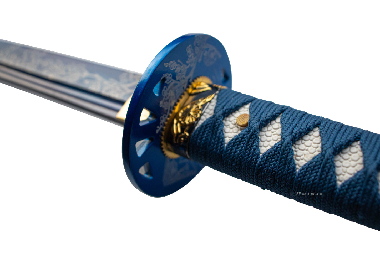 BLUE SAKURA - HAND FORGED CARBON STEEL JAPANESE KATANA (with FREE sword stand)