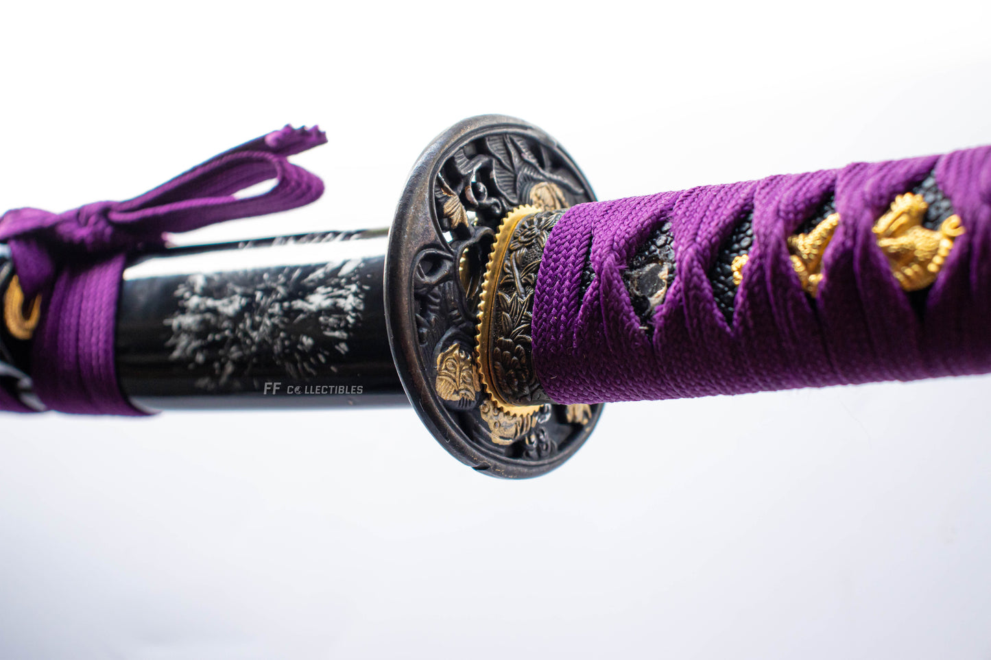MURASAKI NO HANA, PURPLE FLOWER - HAND FORGED CARBON STEEL JAPANESE KATANA (with FREE sword stand)