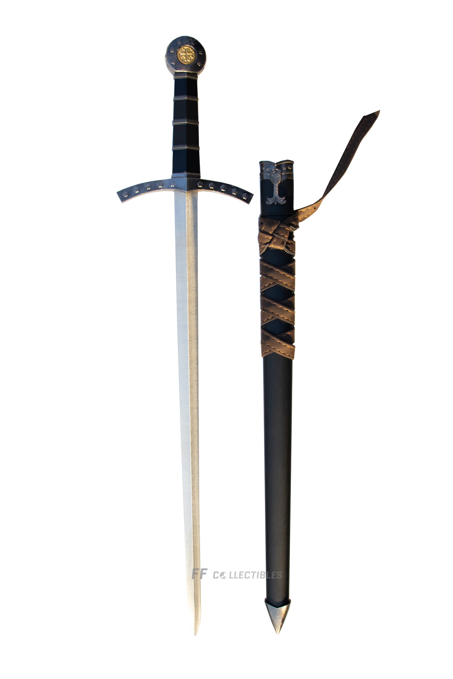 MEDIEVAL KNIGHTS OF TEMPLAR CRUSADER - SHORT SWORD (w FREE SWORD STAND)
