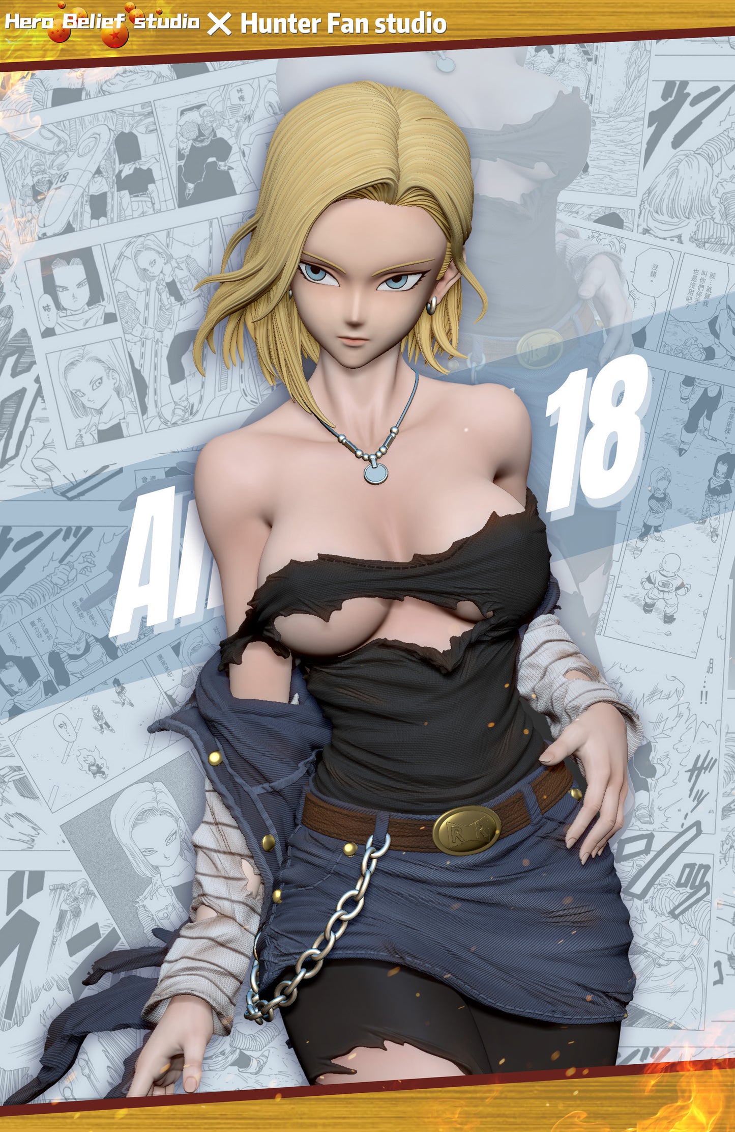 HERO BELIEF x HUNTER FAN STUDIO – DRAGON BALL Z: CHARM SERIES, ANDROID 18 (18+) [IN STOCK]