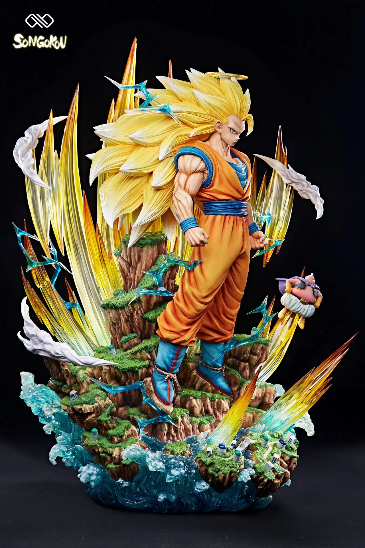 Goku Dragon Ball 18 Cm Sayajin 3 Ssj3 Com Led Na Base