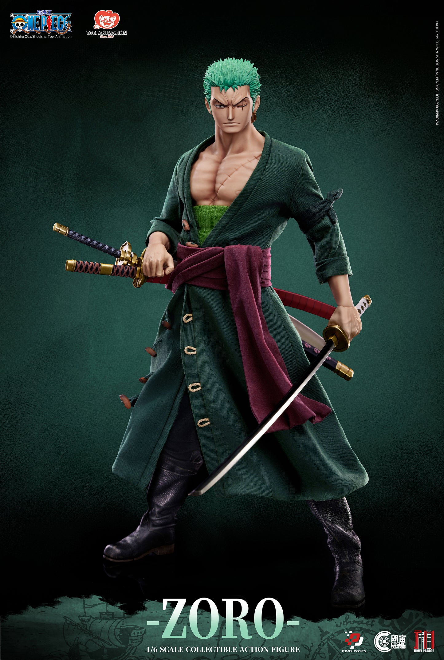 PIXEL POSES x JIMEI PALACE STUDIO – ONE PIECE: 1. RORONOA ZORO PLATINUM SILICONE 1/6 FIGURE [PRE-ORDER]