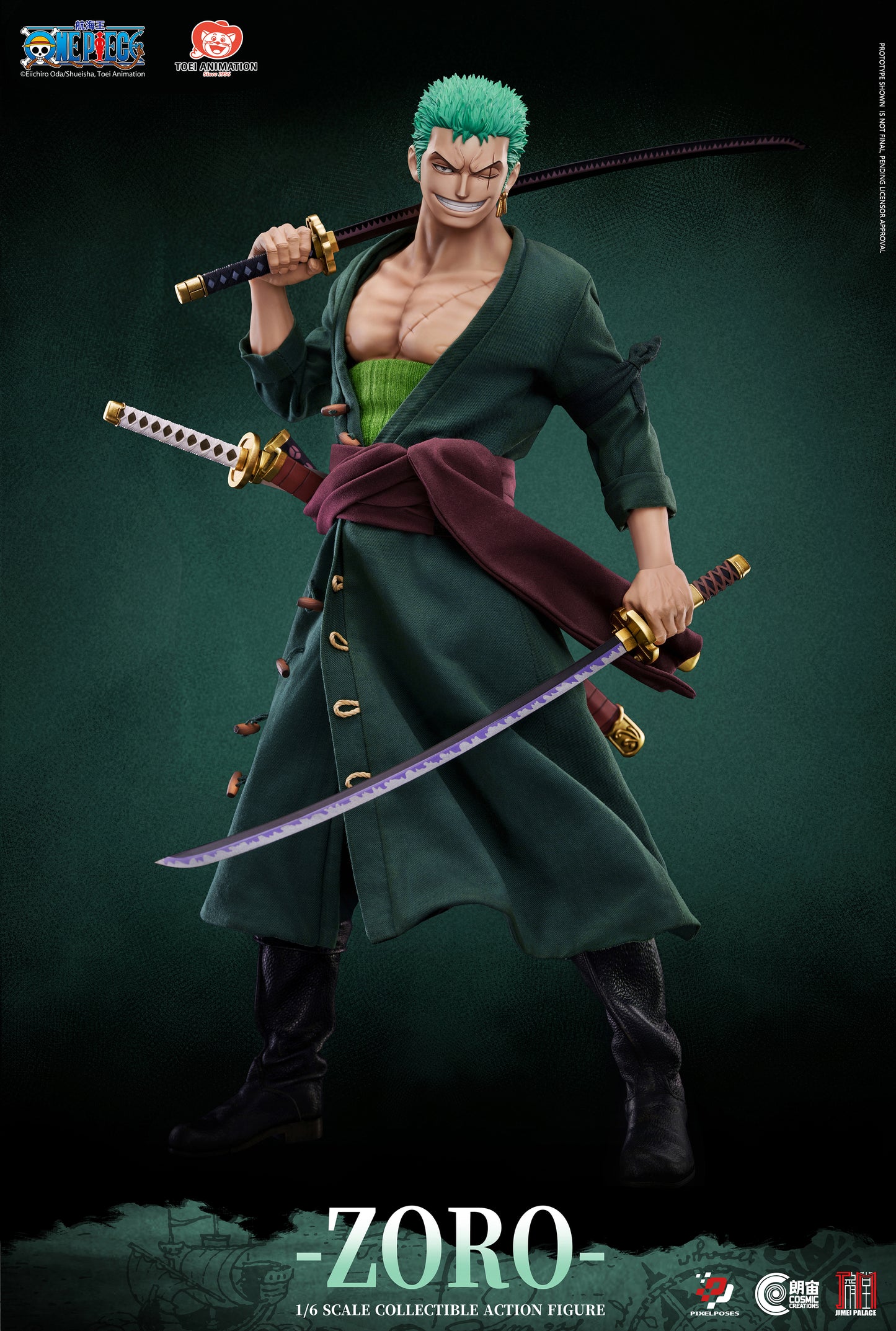 PIXEL POSES x JIMEI PALACE STUDIO – ONE PIECE: 1. RORONOA ZORO PLATINUM SILICONE 1/6 FIGURE [PRE-ORDER]