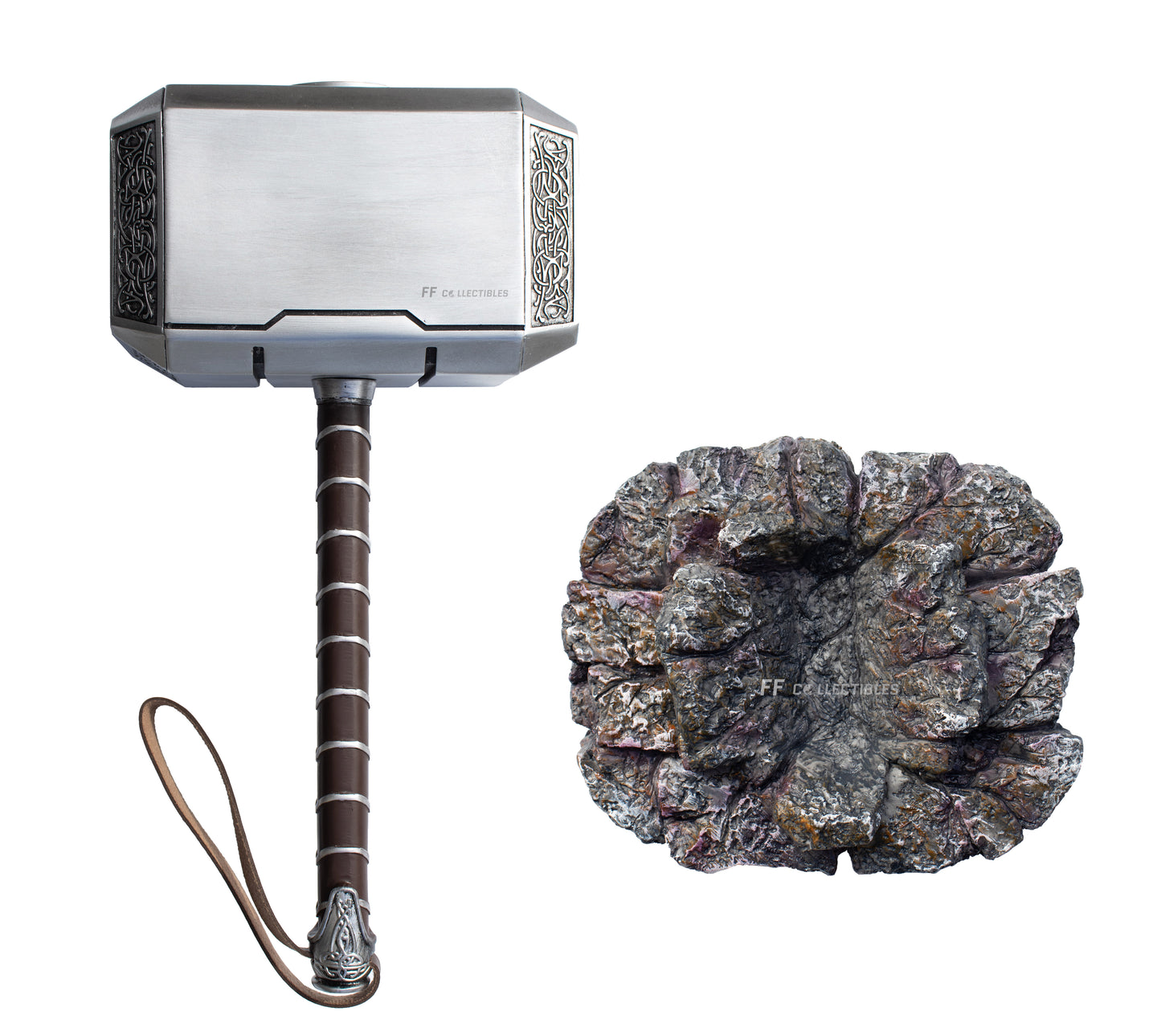 MARVEL'S AVENGERS - MJÖLNIR, THOR HAMMER AND BASE (1:1 FULL SIZE RESIN REPLICA)