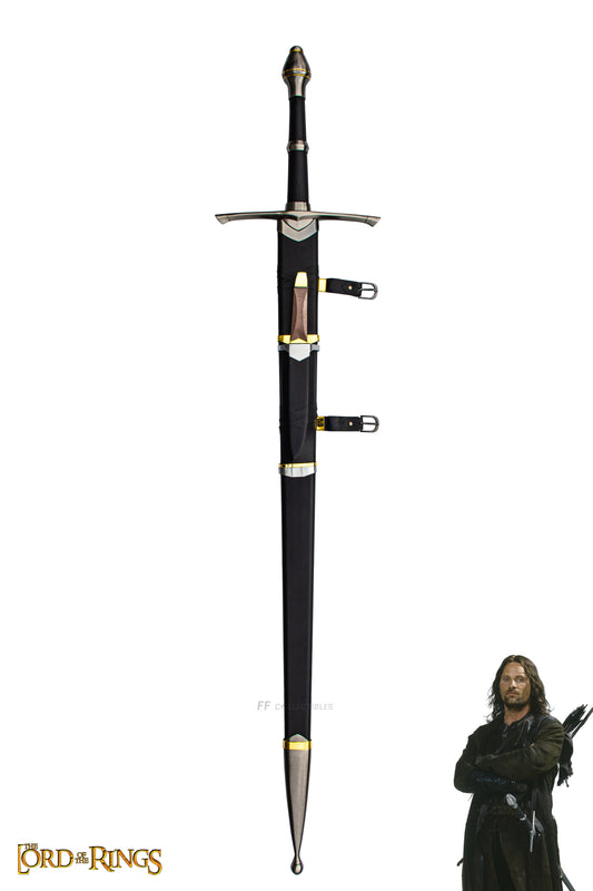 LORD OF THE RINGS - STRIDER'S RANGER SWORD with SCABBARD/DAGGER (w FREE stand)