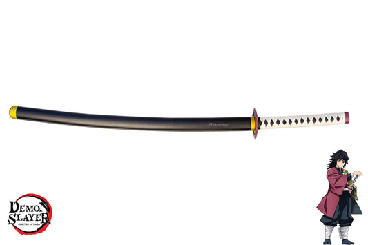 DEMON SLAYER – GIYU TOMIOKA'S NICHIRIN SWORD (with LEATHER sheath and stand)