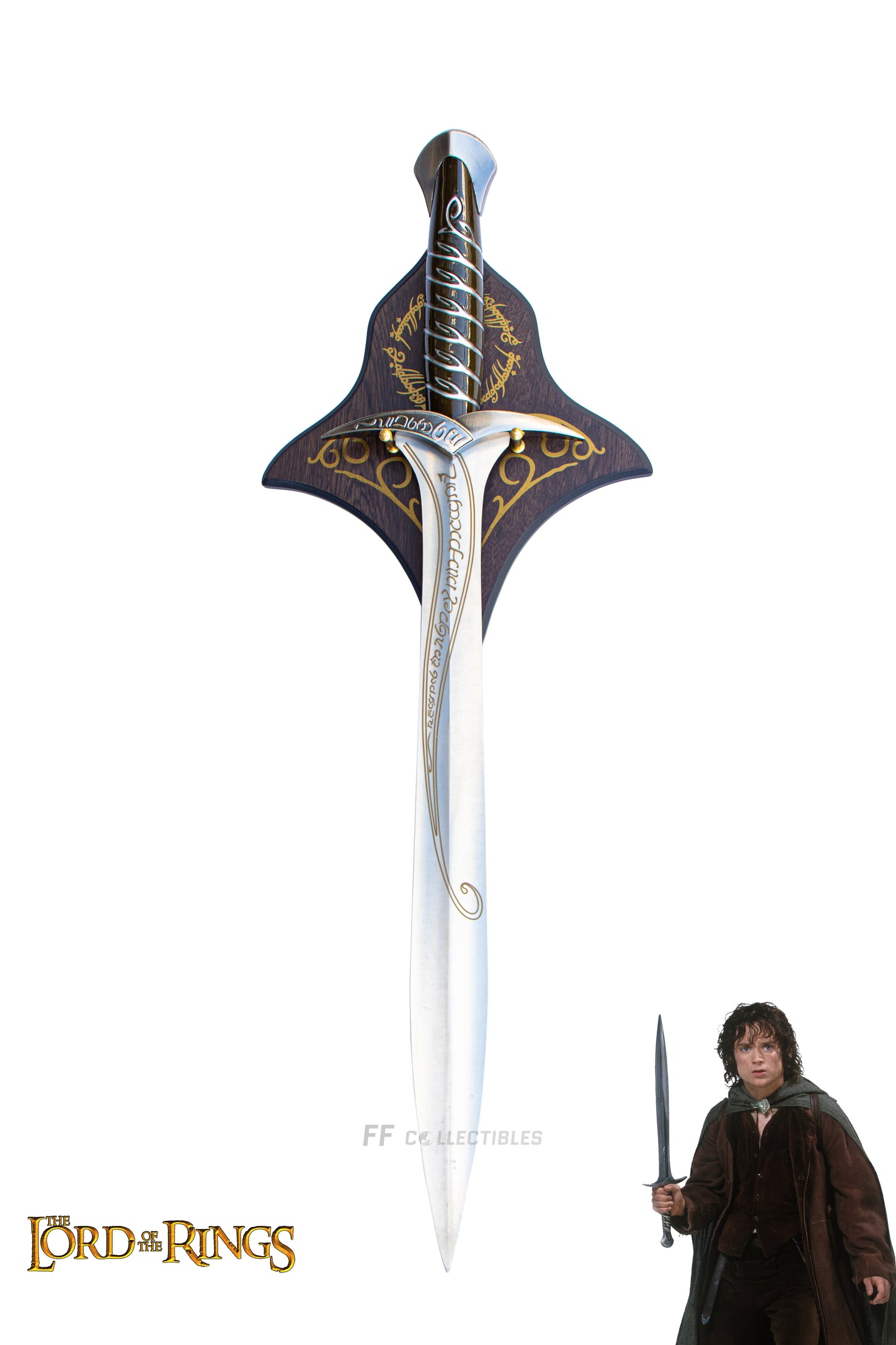 LORD OF THE RINGS - STING, SWORD OF BILBO AND FRODO BAGGINS (w FREE wall plaque)