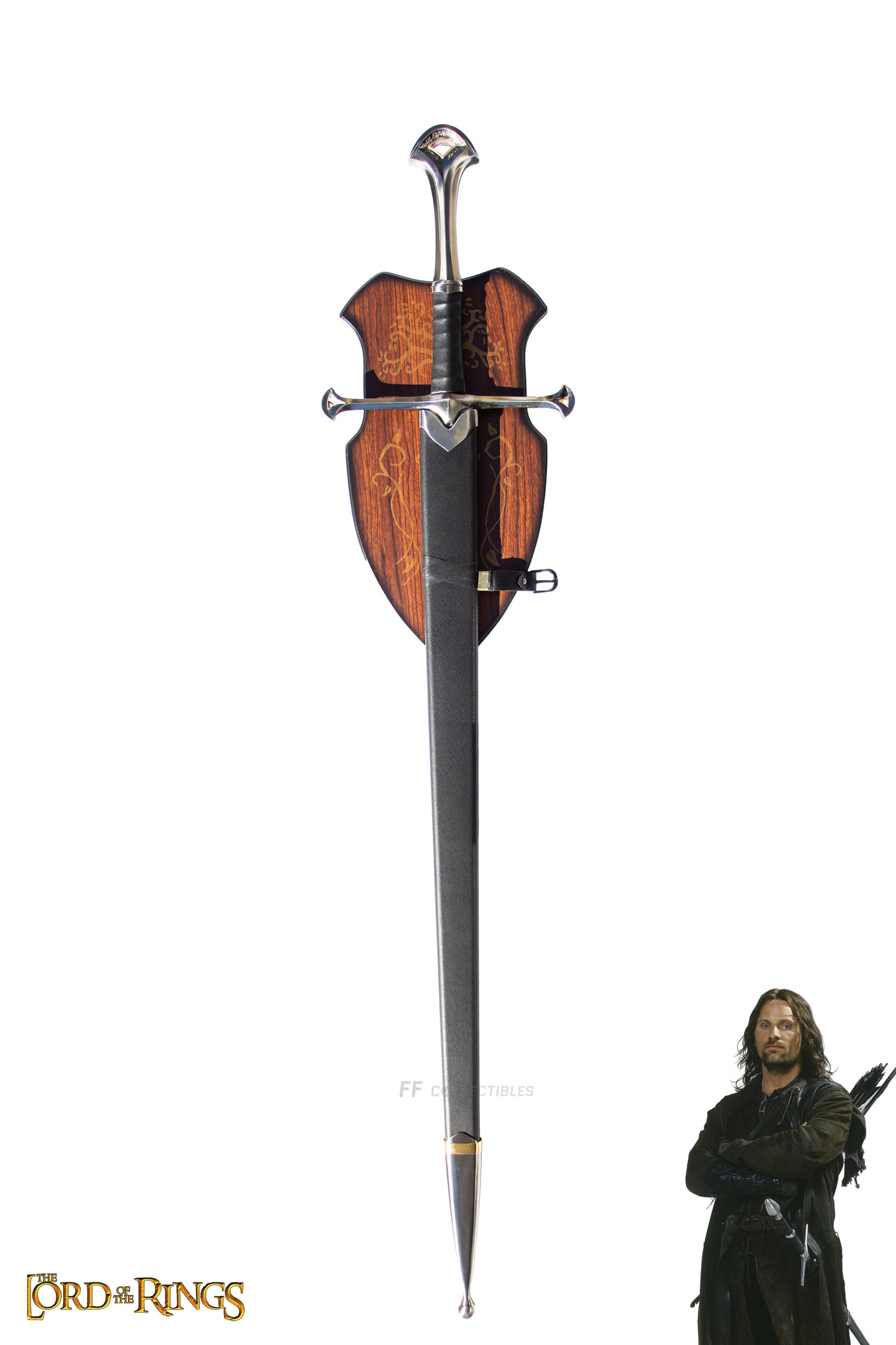 LORD OF THE RINGS- ANDURIL, FLAME OF THE WEST, SWORD OF ARAGORN (+ WALL PLAQUE)