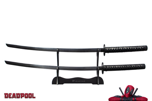 DEADPOOL - DUAL SWORDS and WEARABLE BACK HARNESS (w FREE sword stands)