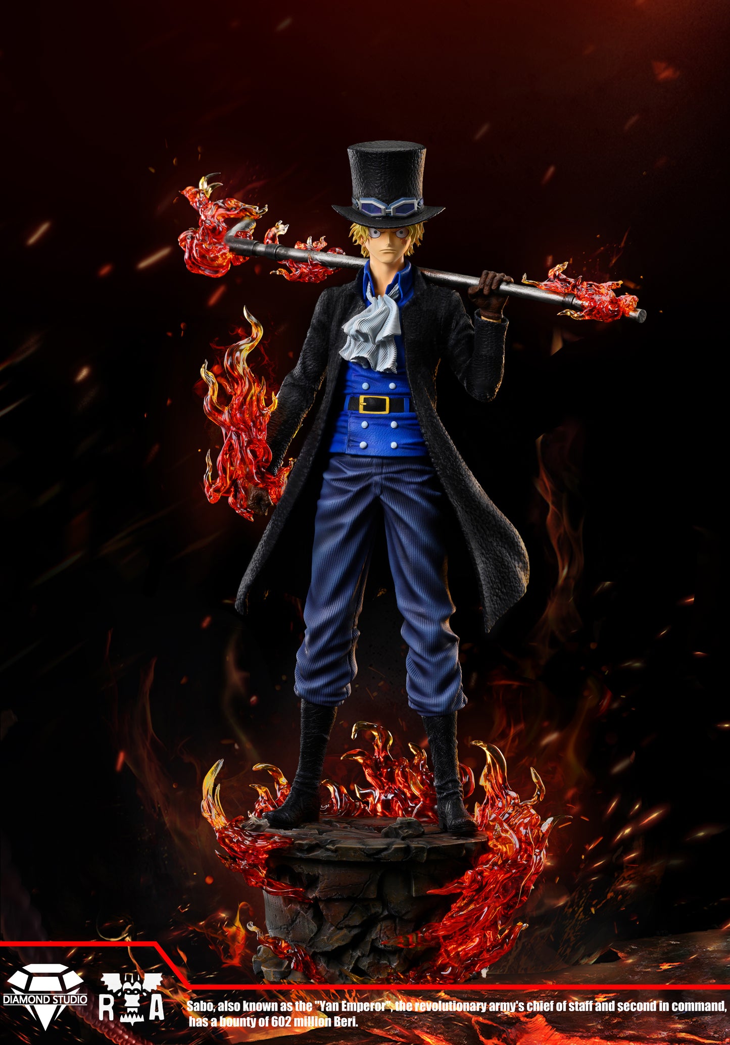 DIAMOND STUDIO – ONE PIECE: STANDING SERIES, RYUO HAKI LUFFY AND FLAME EMPEROR SABO [IN STOCK]