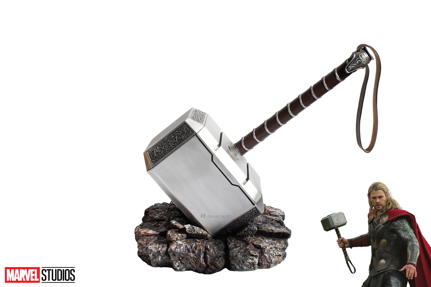 MARVEL'S AVENGERS - MJÖLNIR, THOR HAMMER AND BASE (1:1 FULL SIZE RESIN REPLICA)