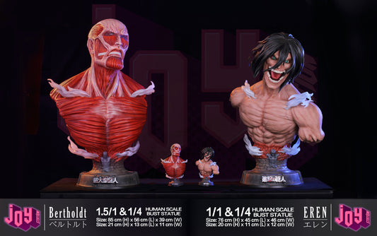 JOY STATION STUDIO – ATTACK ON TITAN: TITAN BUST SERIES, ATTACK AND COLOSSAL TITAN 1/4 [IN STOCK]