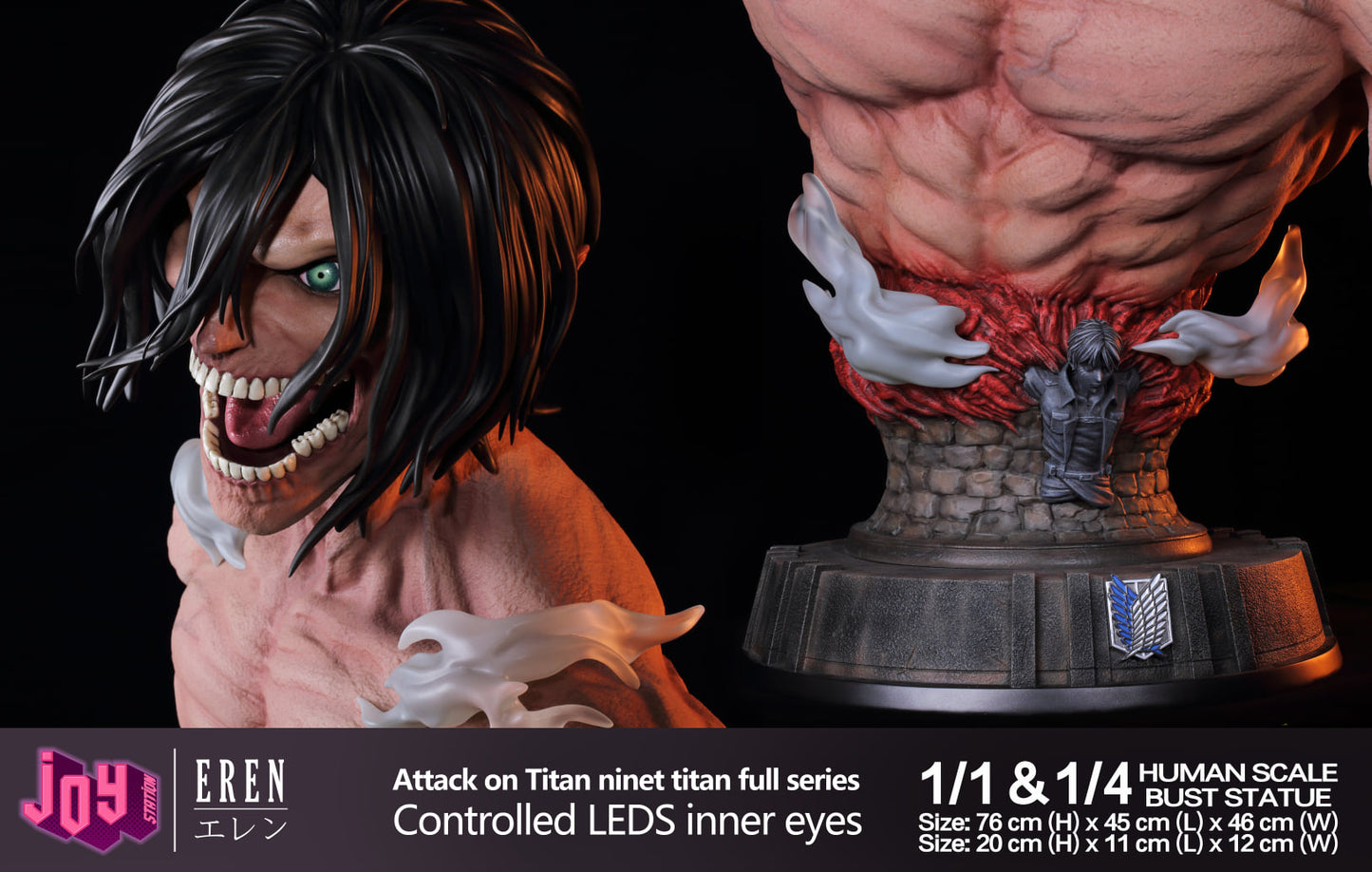 JOY STATION STUDIO – ATTACK ON TITAN: TITAN BUST SERIES, ATTACK AND COLOSSAL TITAN 1/4 [IN STOCK]