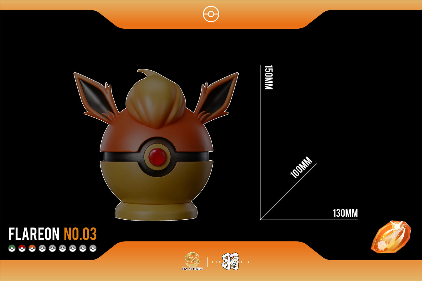 WING x HZ STUDIO – POKEMON: EEVEE POKE BALL SERIES 03. FLAREON POKE BALL [IN STOCK]